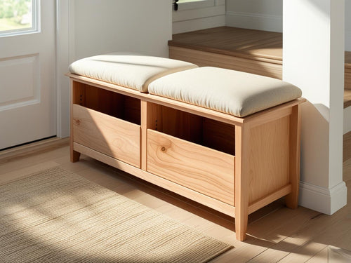 Maple Wood Entryway Storage Bench