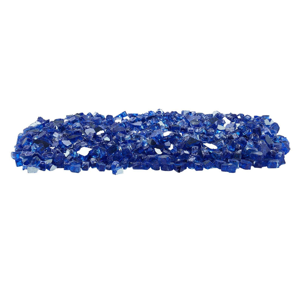 Fire Glass, 20LBS / 9KG High-Temperature Resistant Fireplace Rocks, 1/2-Inch / 12.7 mm Reflective & Smokeless Firepit Glass Rock, High Luster Stone Landscaping for Fire Pit Table, Cobalt Blue