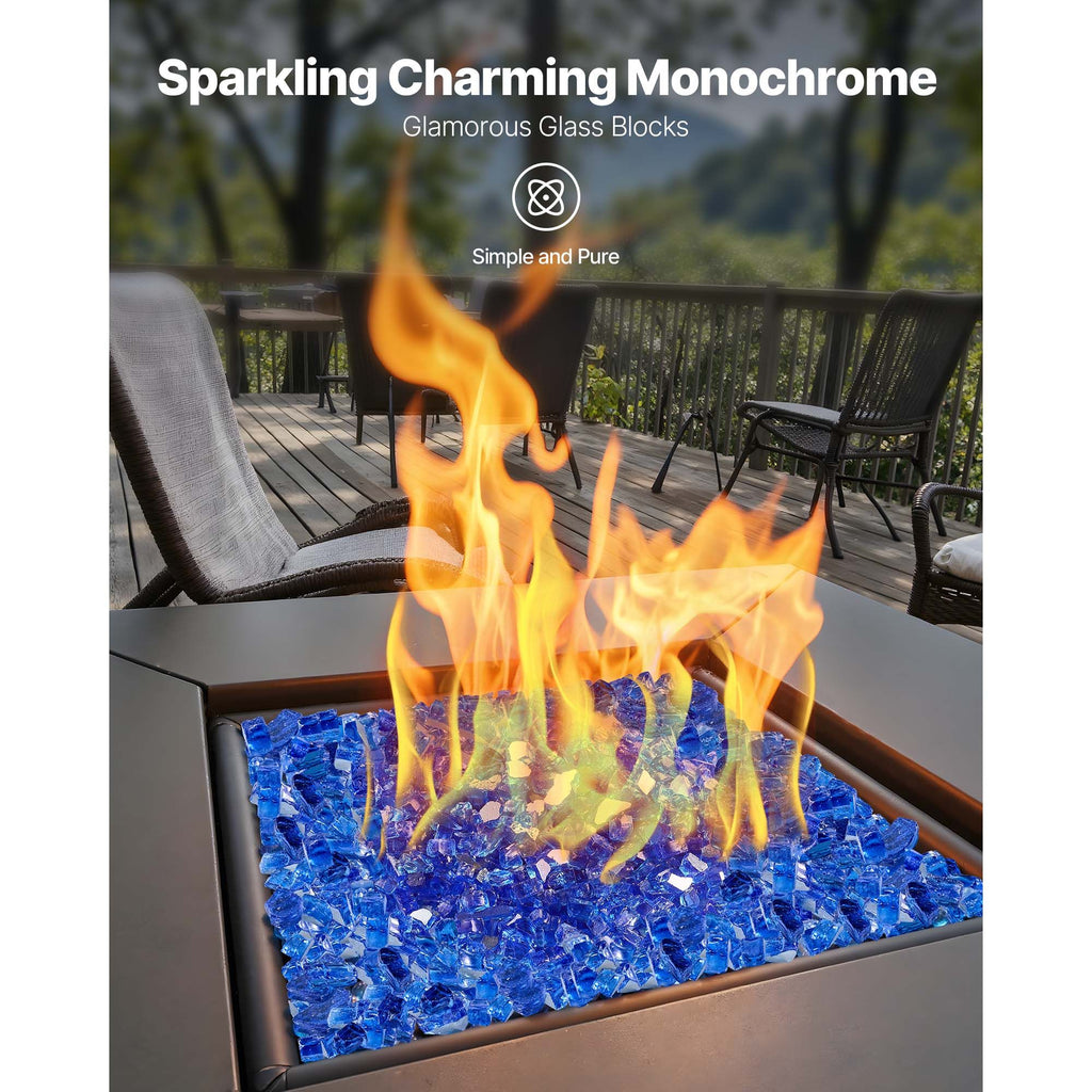 Fire Glass, 20LBS / 9KG High-Temperature Resistant Fireplace Rocks, 1/2-Inch / 12.7 mm Reflective & Smokeless Firepit Glass Rock, High Luster Stone Landscaping for Fire Pit Table, Cobalt Blue