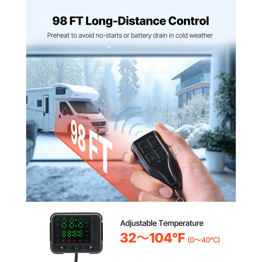 Diesel Air Heater, 8 kW DC12-24V, Fast Heating Diesel Parking Heater with Remote Control and Color Digital Display, Low Noise, Voice Announcement, for RV, Truck, Camper, Van, Boat and Trailer