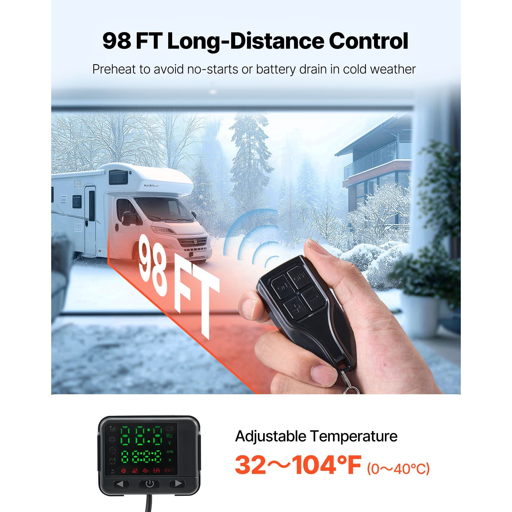 Diesel Air Heater, 8 kW DC12-24V, Fast Heating Diesel Parking Heater with Remote Control and Color Digital Display, Low Noise, Voice Announcement, for RV, Truck, Camper, Van, Boat and Trailer