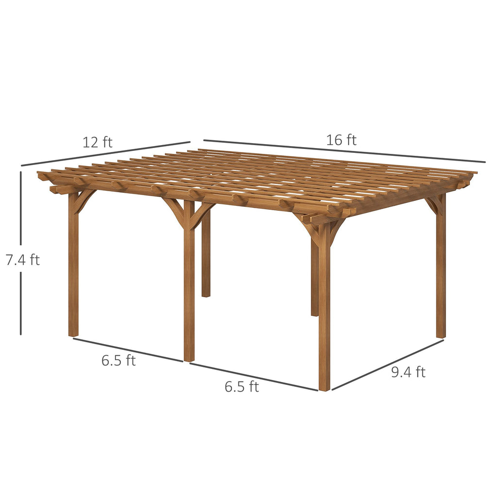 12' x 16' Outdoor Pergola Grape Trellis, Wood Gazebo with Stable Structure for Garden, Patio, Backyard, Deck
