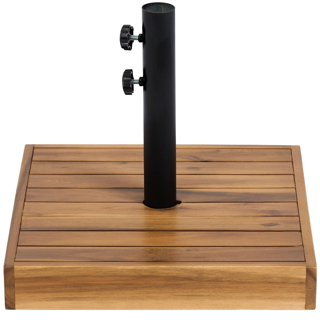 Square Patio Umbrella Base, 42 lbs Concrete Heavy Duty Umbrella Base with Holder for 1.25"/1.5" Poles for Outdoor, Lawn, Poolside, Teak