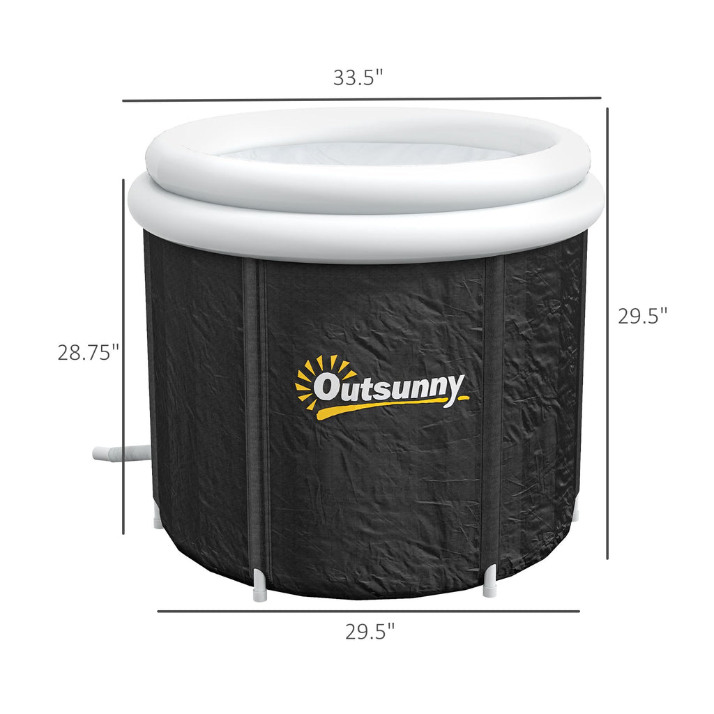 Cold Plunge Tub, Portable Ice Bath with Thermo Lid for Athletes' Recovery, Black