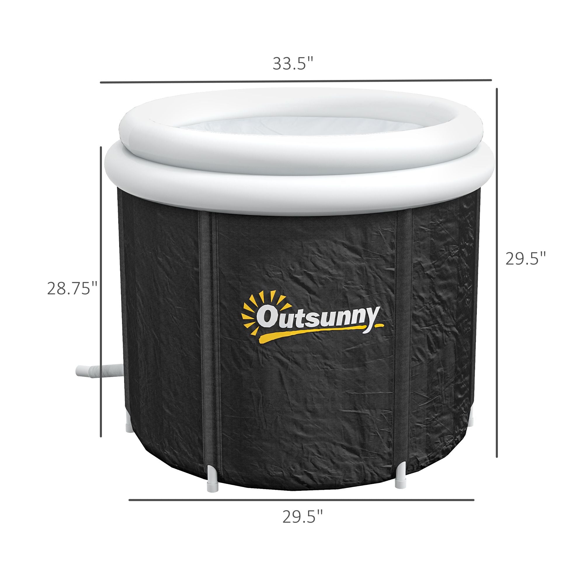 Cold Plunge Tub, Portable Ice Bath with Thermo Lid for Athletes' Recovery, Black