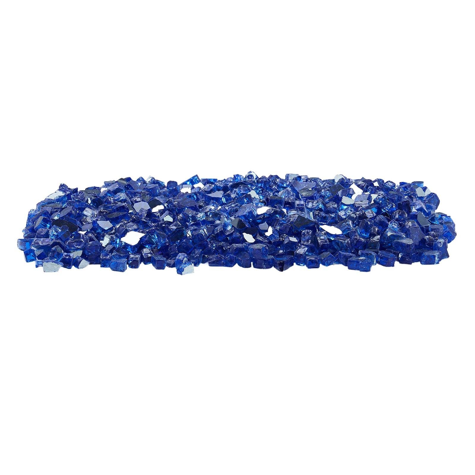 Fire Glass, 10LBS / 4.5KG High-Temperature Resistant Fireplace Rocks, 1/2-Inch / 12.7 mm Reflective & Smokeless Firepit Glass Rock, High Luster Stone Landscaping for Fire Pit Table, Cobalt Blue