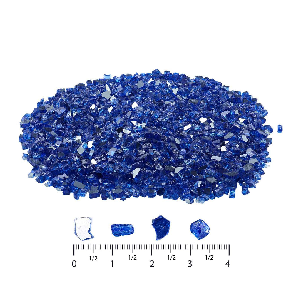 Fire Glass, 10LBS / 4.5KG High-Temperature Resistant Fireplace Rocks, 1/2-Inch / 12.7 mm Reflective & Smokeless Firepit Glass Rock, High Luster Stone Landscaping for Fire Pit Table, Cobalt Blue