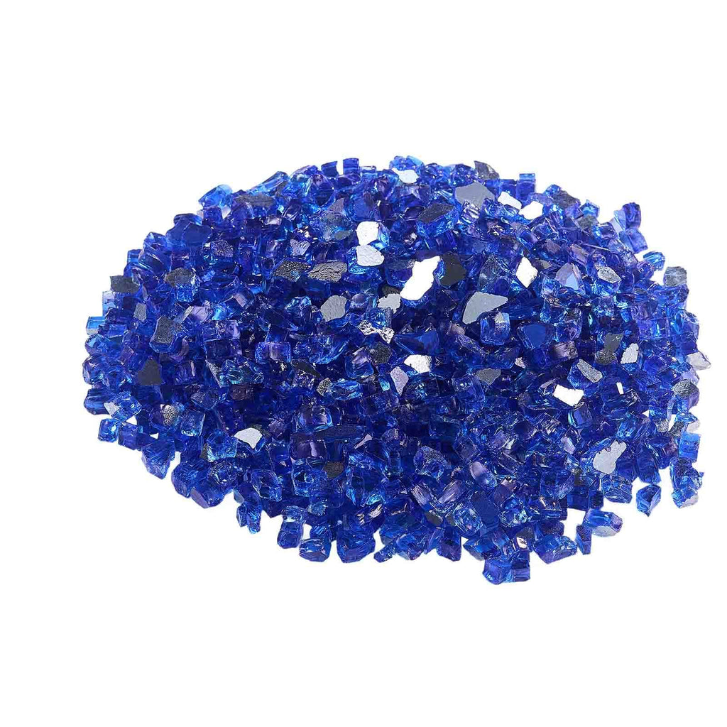 Fire Glass, 10LBS / 4.5KG High-Temperature Resistant Fireplace Rocks, 1/2-Inch / 12.7 mm Reflective & Smokeless Firepit Glass Rock, High Luster Stone Landscaping for Fire Pit Table, Cobalt Blue
