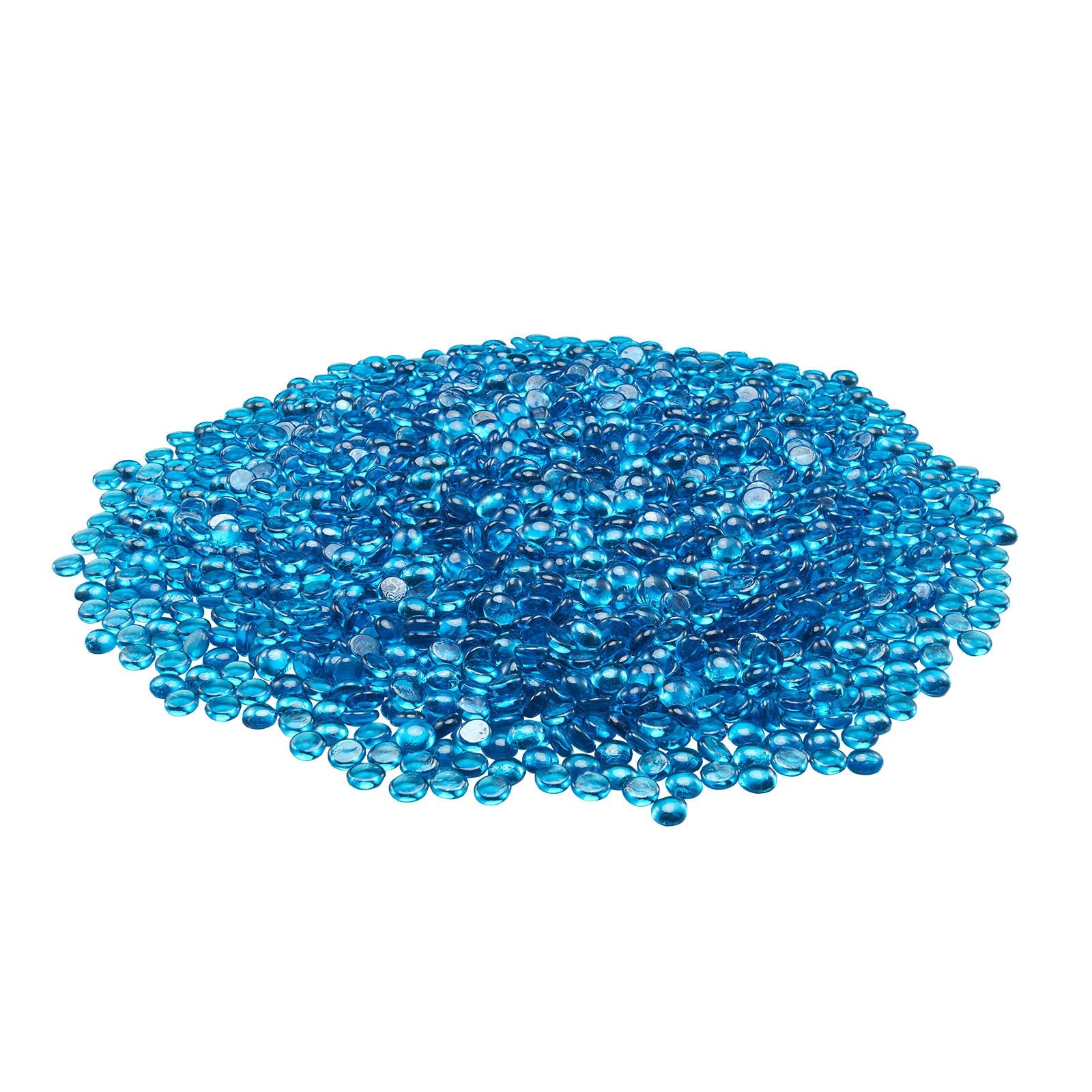 Fire Glass, 10 lbs / 4.5 kg High-Temperature Resistant Fireplace Rocks, 3/4-Inch / 19.05 mm Reflective Firepit Glass Beads, High Luster Stone Landscaping for Fire Pit Table, Caribbean Blue