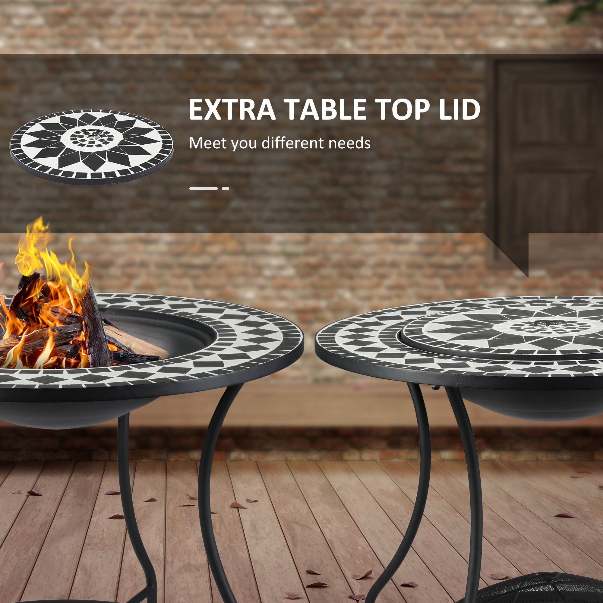 Round Outdoor Fire Pit 30 Inch Wood Burning with Spark Screen for Garden Backyard