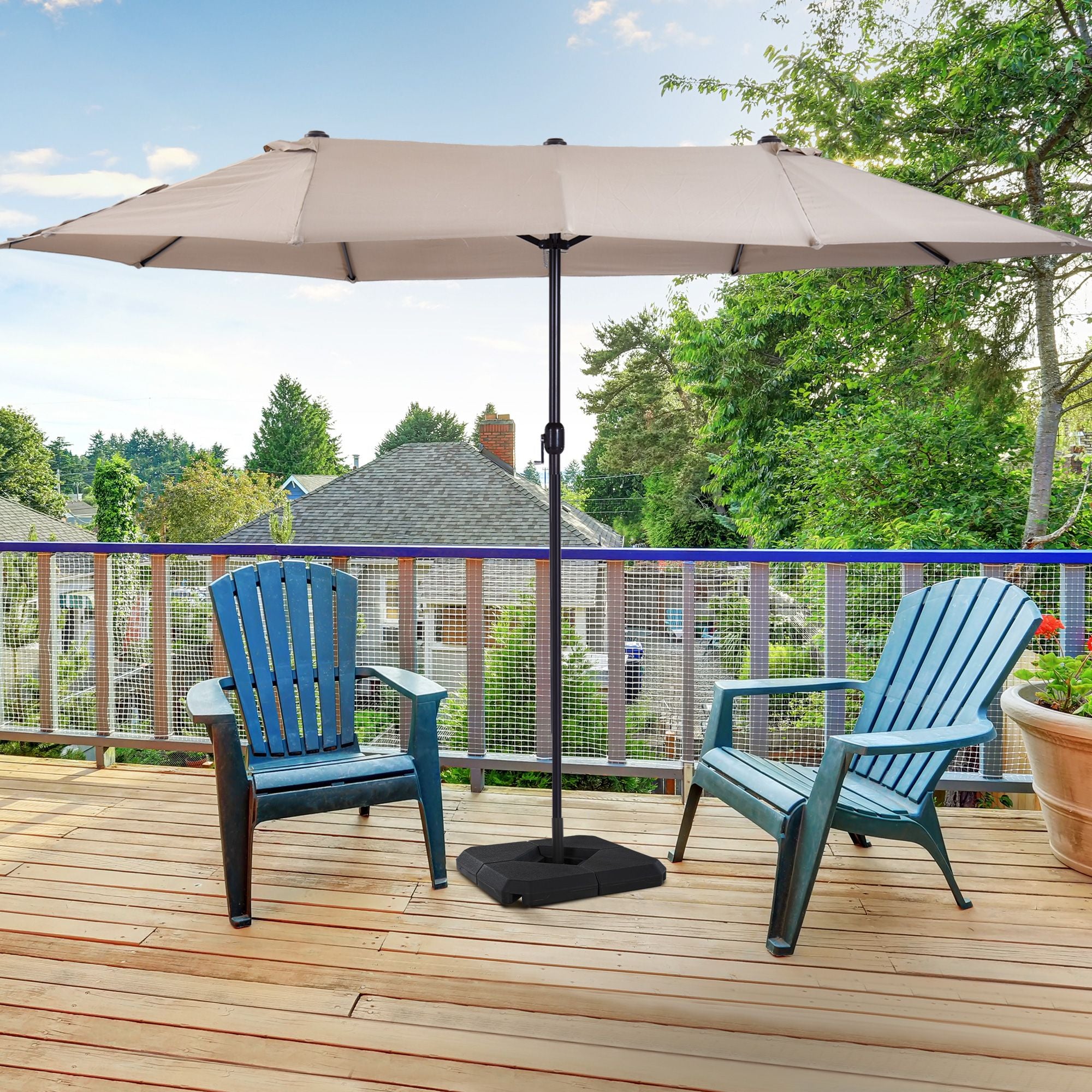 Steel Parasol Base: 4 Fillable Weights for Patio Umbrella Stability