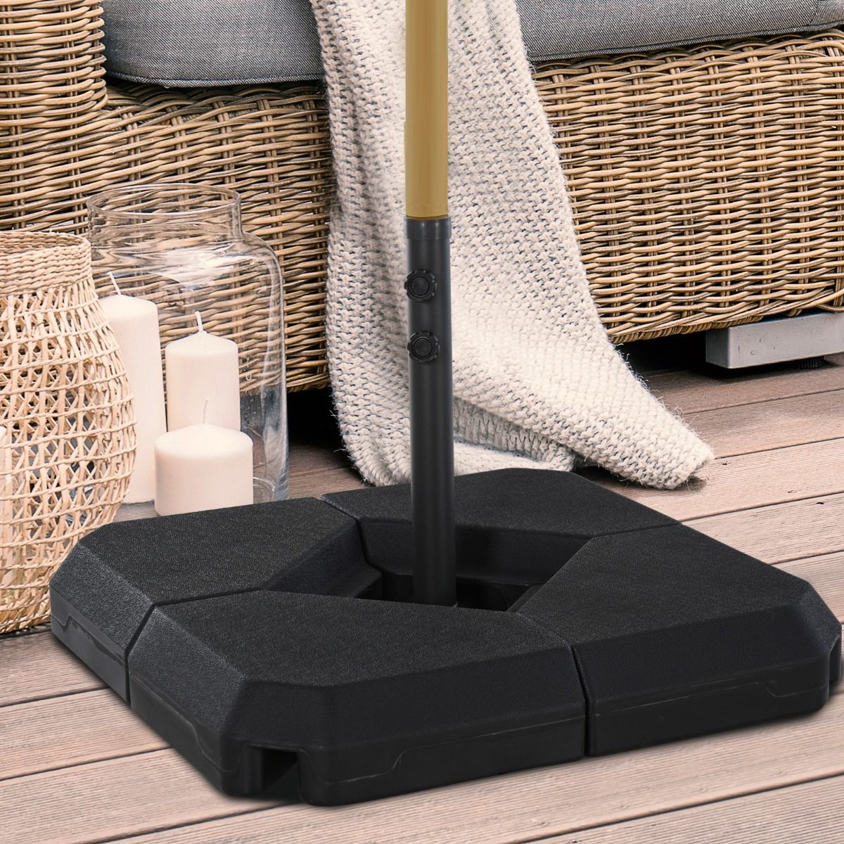 Steel Parasol Base: 4 Fillable Weights for Patio Umbrella Stability