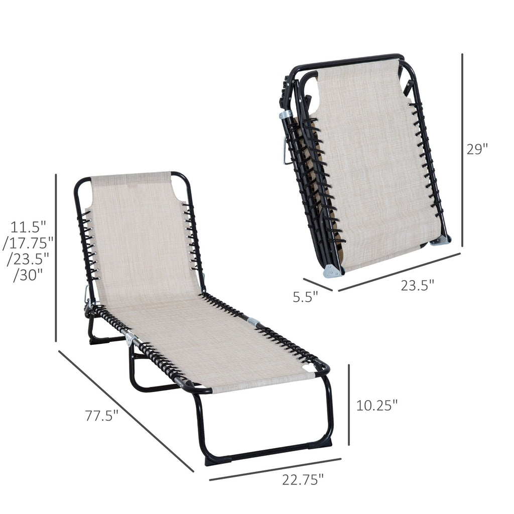 Cream Recline Mesh Lounge, Outdoor Breathable Chaise Bed for Supreme Relaxation & Comfort