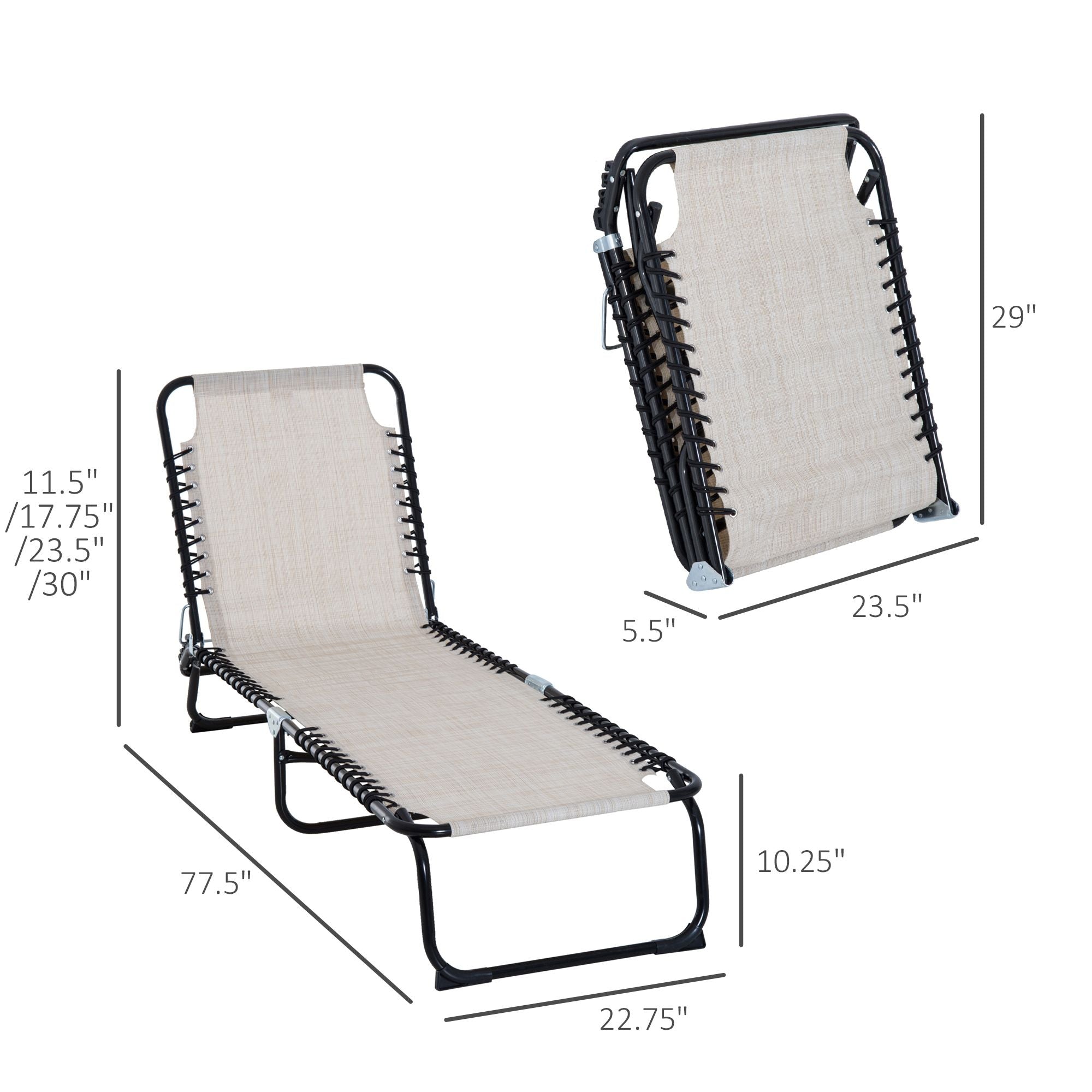 Cream Recline Mesh Lounge, Outdoor Breathable Chaise Bed for Supreme Relaxation & Comfort