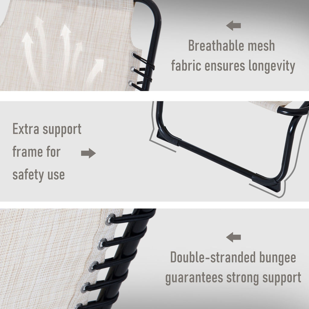 Cream Recline Mesh Lounge, Outdoor Breathable Chaise Bed for Supreme Relaxation & Comfort