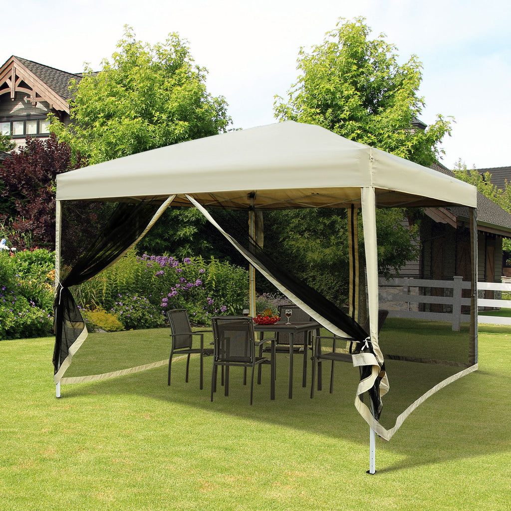 10x10 Pop Up Canopy Tent, Mesh Sidewalls, Adjustable Height, Carry Bag Included - Garden Patio Shade, Easy Setup