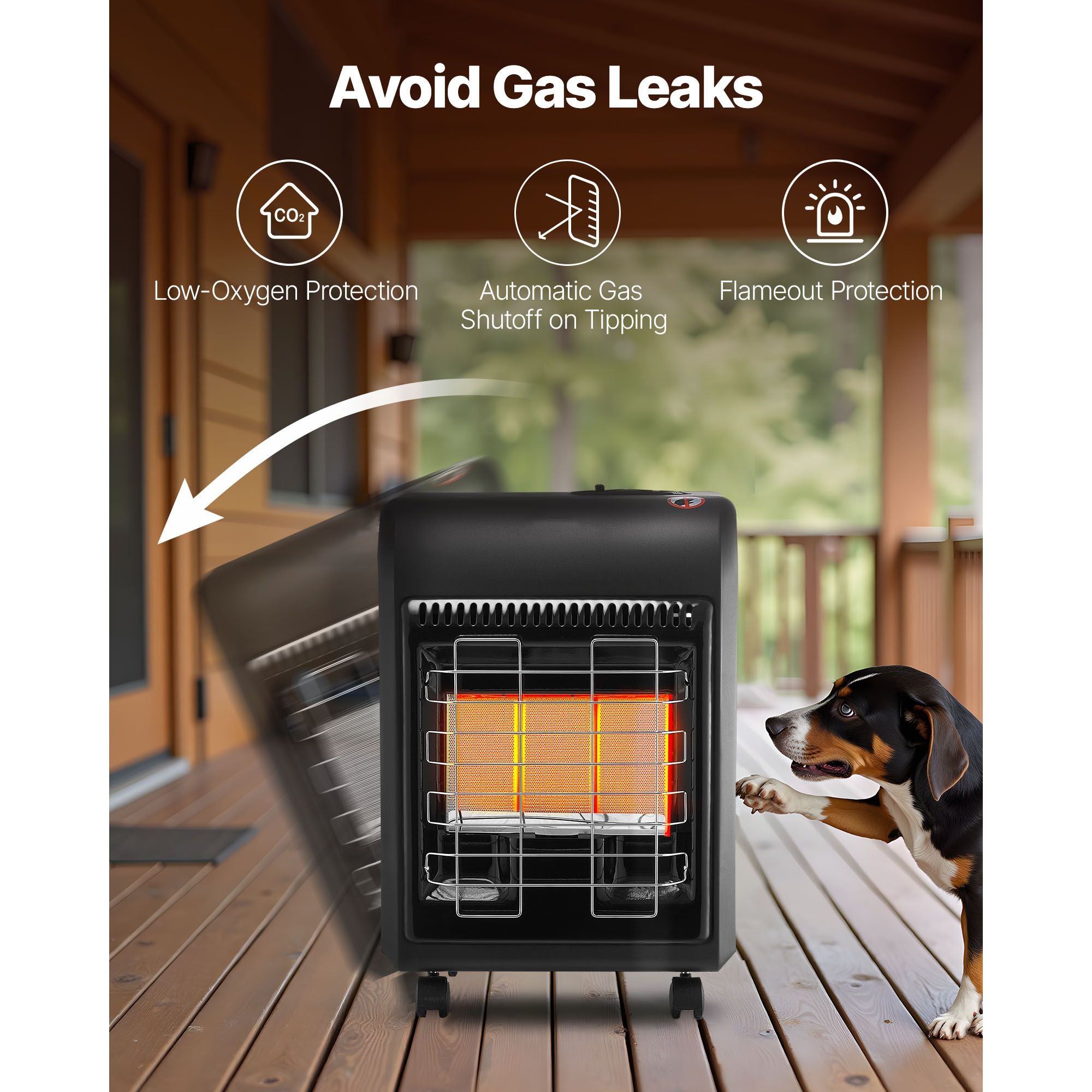 Propane Heater, 6000 to 18000 BTU Propane Cabinet Heater with 3 Modes Temp Settings & Tip-over Protection, Garage Radiator Heat up to 450 Sq.Ft, for Camping,Garage, Patio,Indoor/Outdoor