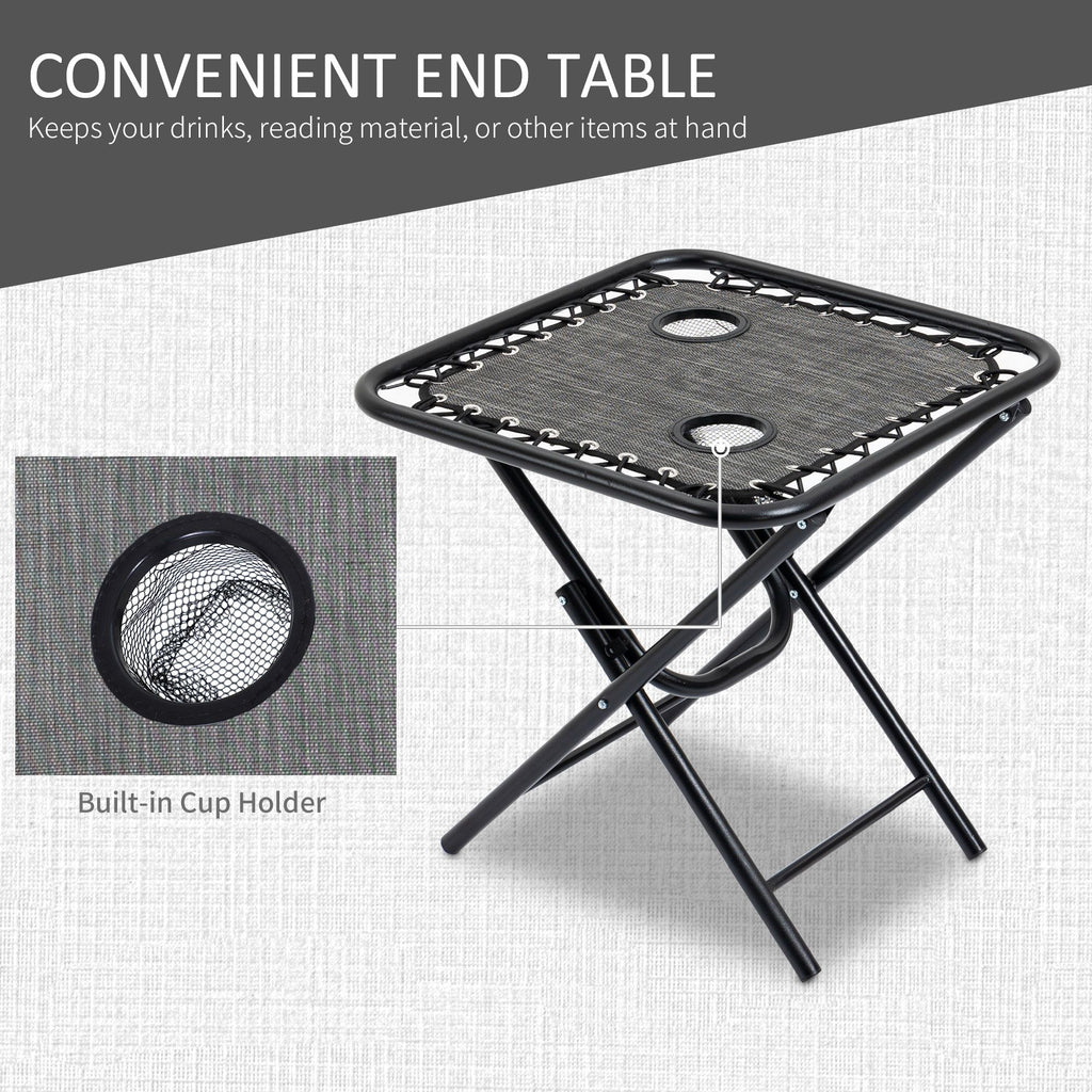 3-Piece Zero Gravity Set, Recliner Chairs with Side Table for Poolside & Camping Gray
