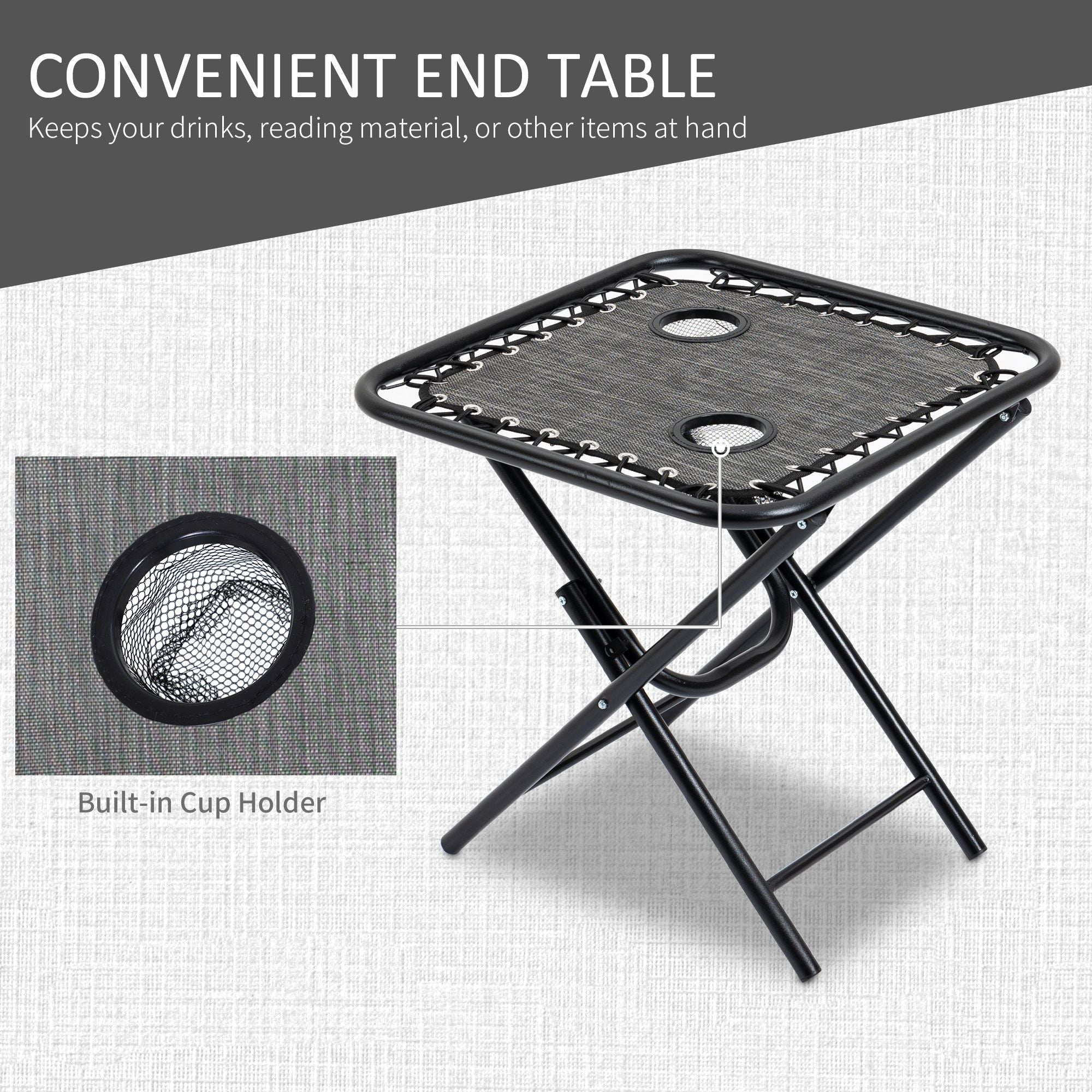 3-Piece Zero Gravity Set, Recliner Chairs with Side Table for Poolside & Camping Gray