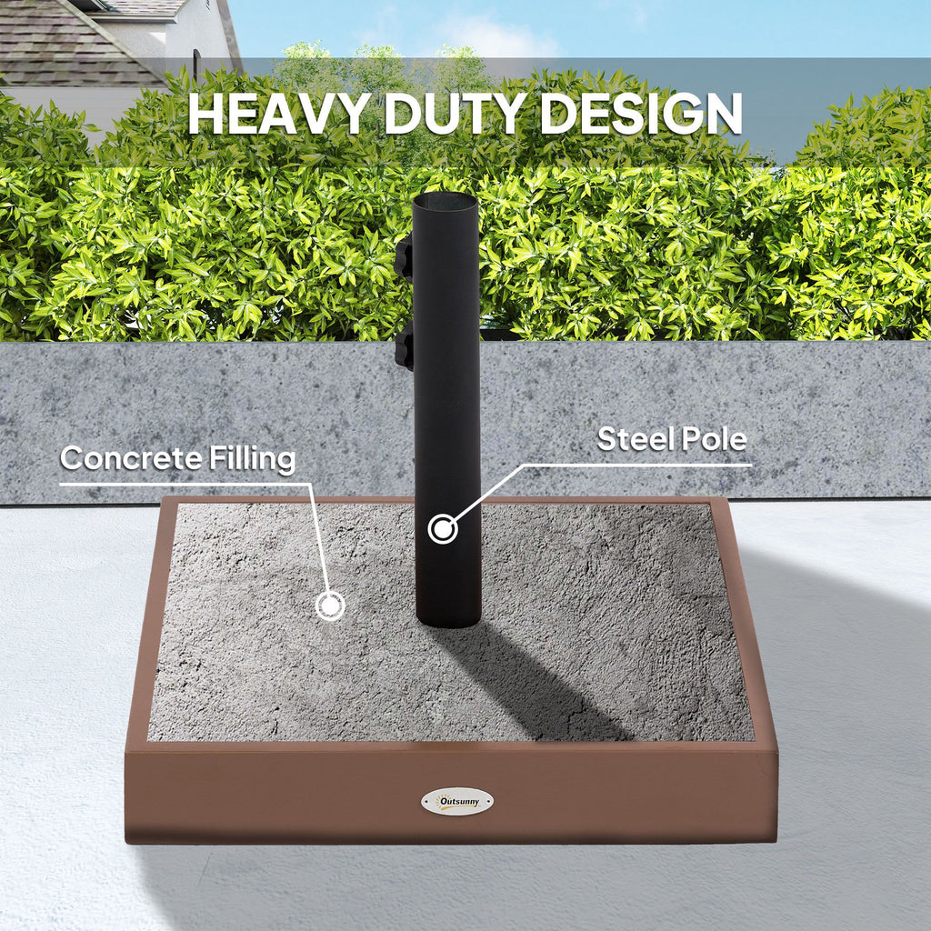Square Patio Umbrella Base, 42 lbs Concrete Heavy Duty Umbrella Base with Holder for 1.25"/1.5" Poles for Outdoor, Lawn, Poolside, Coffee