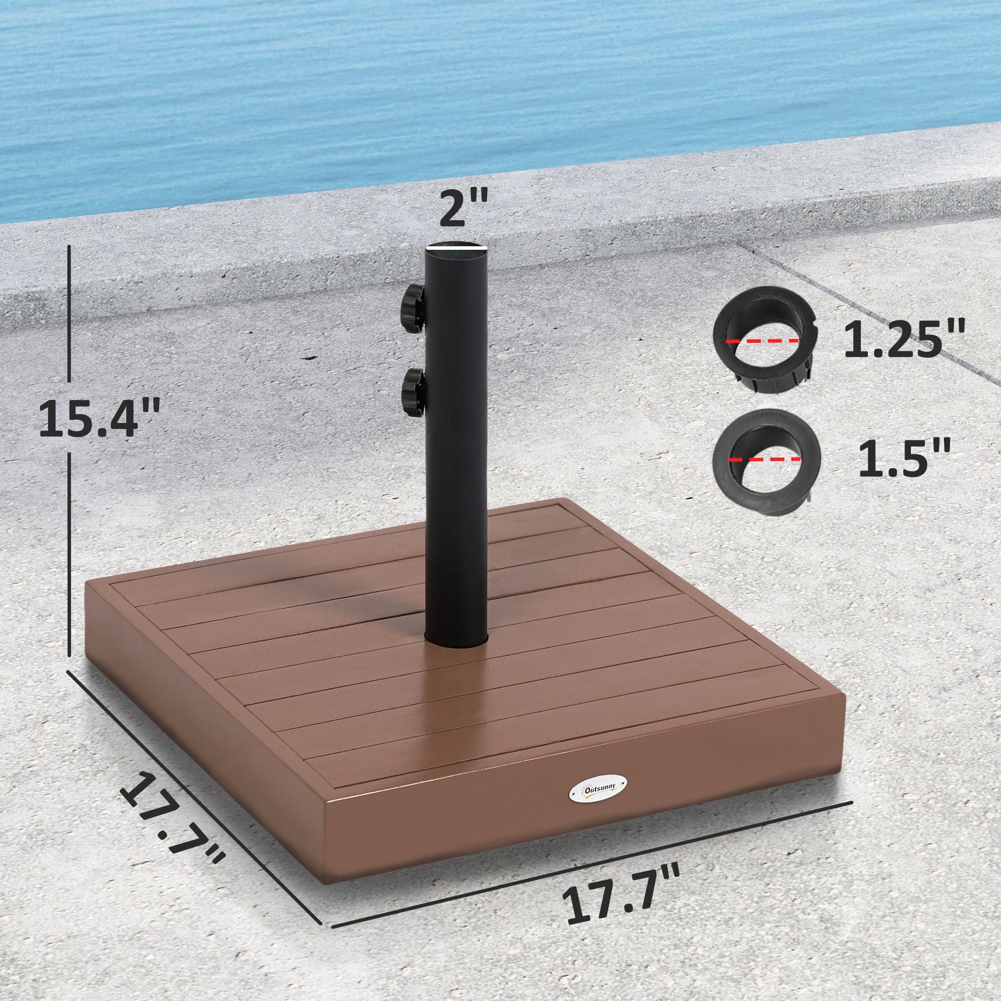 Square Patio Umbrella Base, 42 lbs Concrete Heavy Duty Umbrella Base with Holder for 1.25"/1.5" Poles for Outdoor, Lawn, Poolside, Coffee
