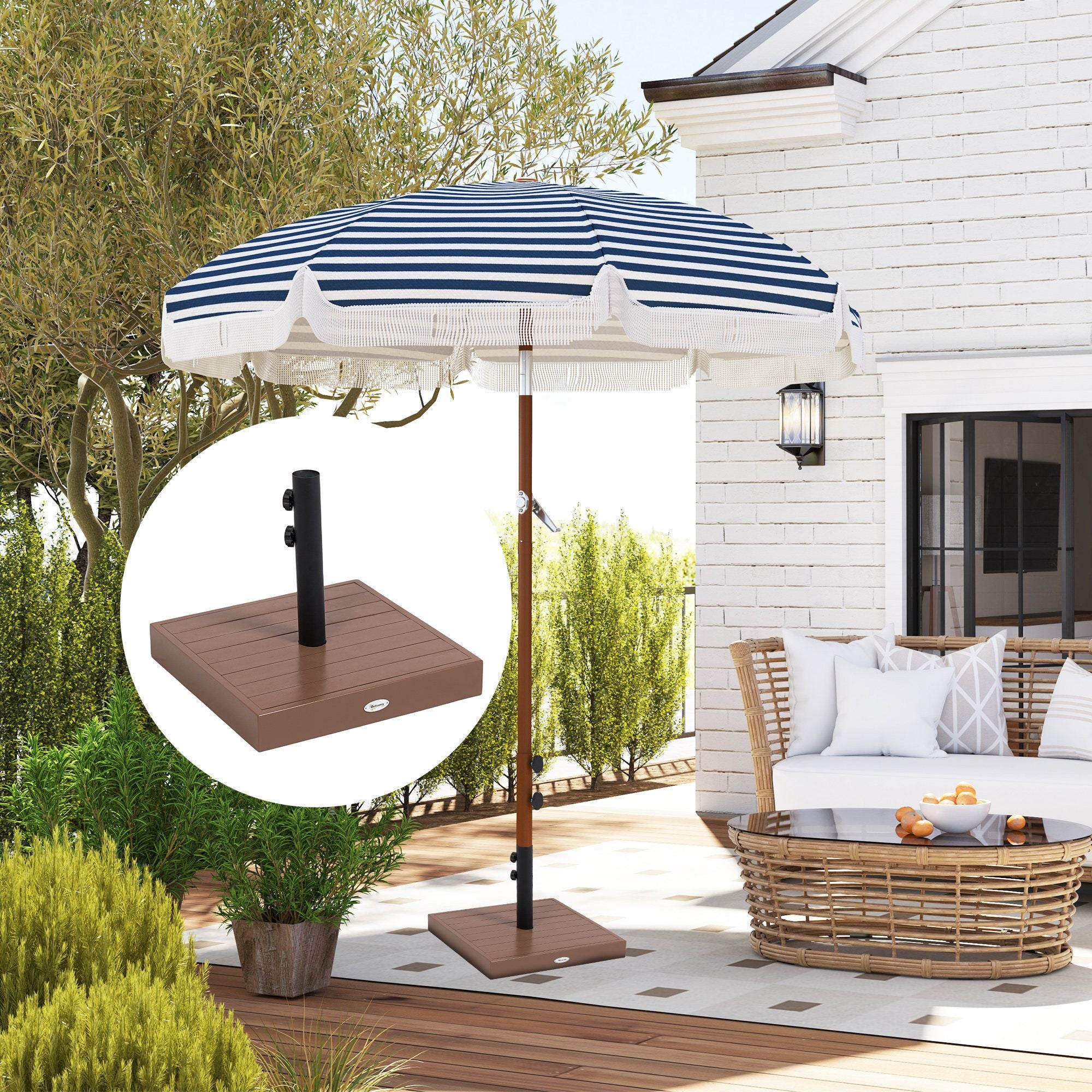 Square Patio Umbrella Base, 42 lbs Concrete Heavy Duty Umbrella Base with Holder for 1.25"/1.5" Poles for Outdoor, Lawn, Poolside, Coffee