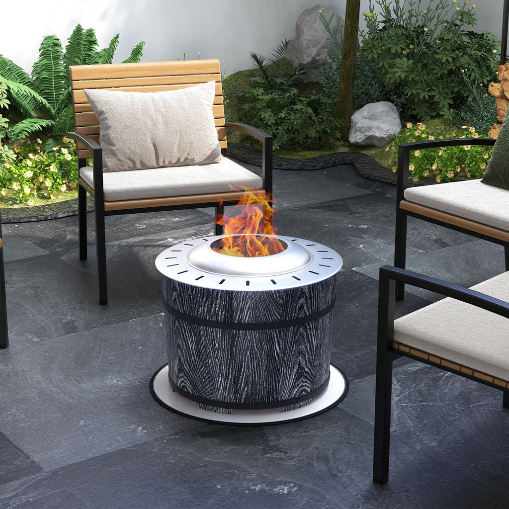 Smokeless Fire Pit Portable Magnesium Oxide Bonfire Stove with Mat Black For Patio and Picnic
