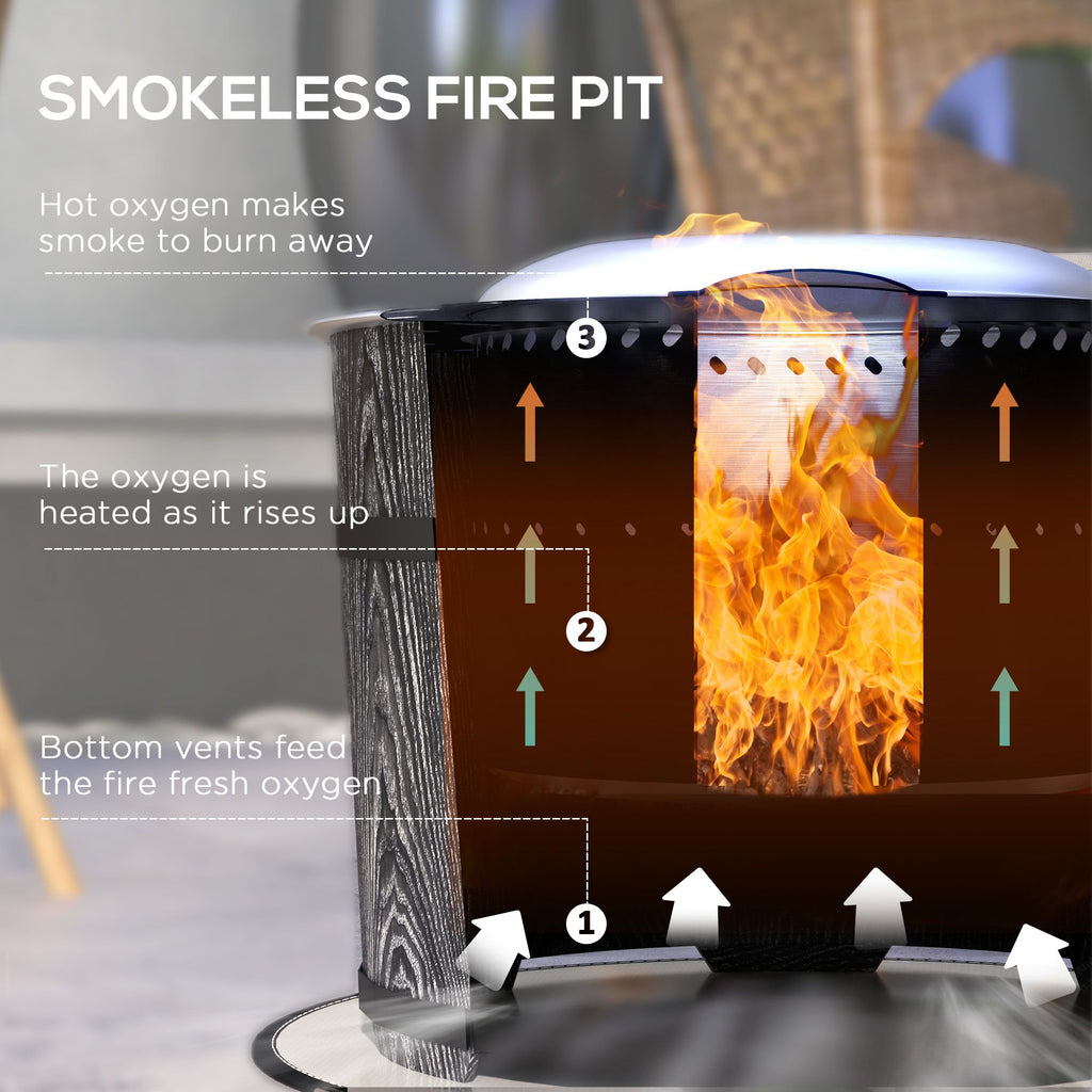 Smokeless Fire Pit Portable Magnesium Oxide Bonfire Stove with Mat Black For Patio and Picnic