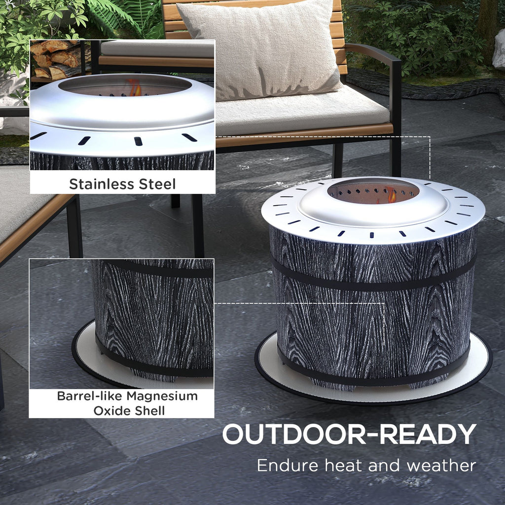 Smokeless Fire Pit Portable Magnesium Oxide Bonfire Stove with Mat Black For Patio and Picnic