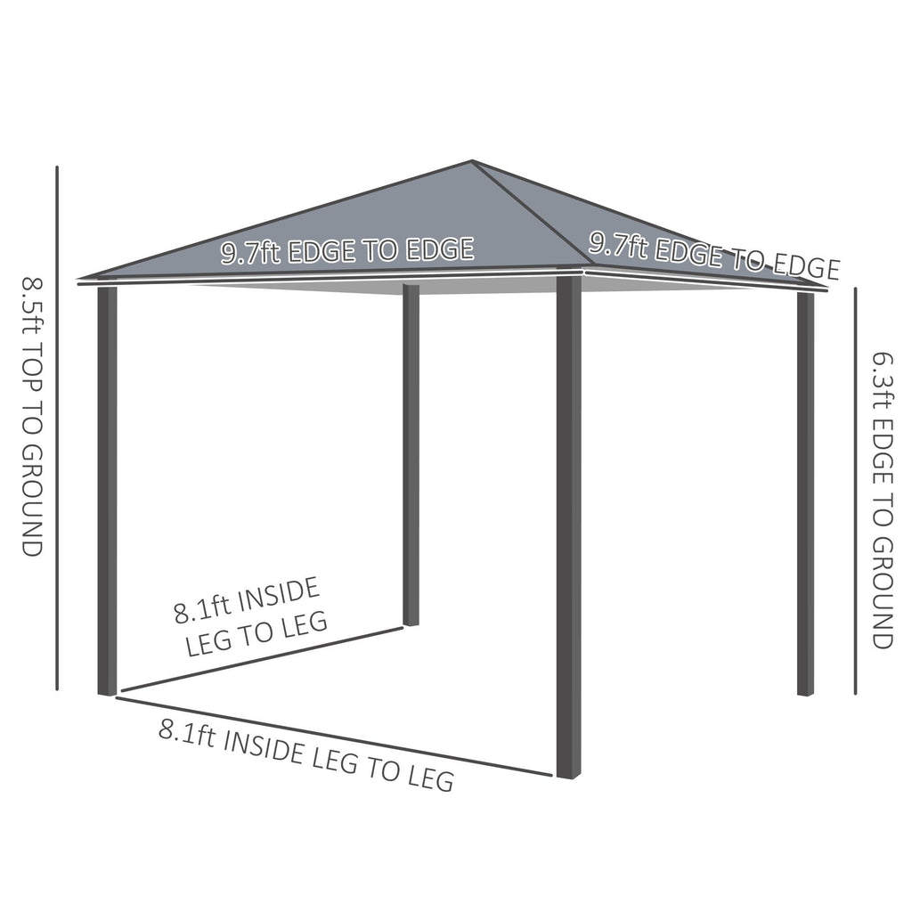 10'x10' Covered Gazebo, Outdoor Patio Gazebo with Mesh Sidewalls and Privacy Curtains, Canopy Pergolas in Black