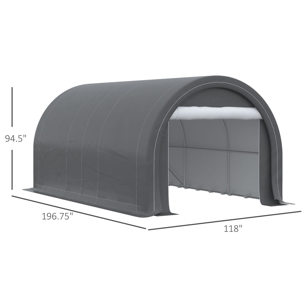 16' x 10' Carport, Heavy Duty Portable Garage / Storage Tent with Large Zippered Door, Anti-UV PE Canopy Cover for Car, Truck, Boat