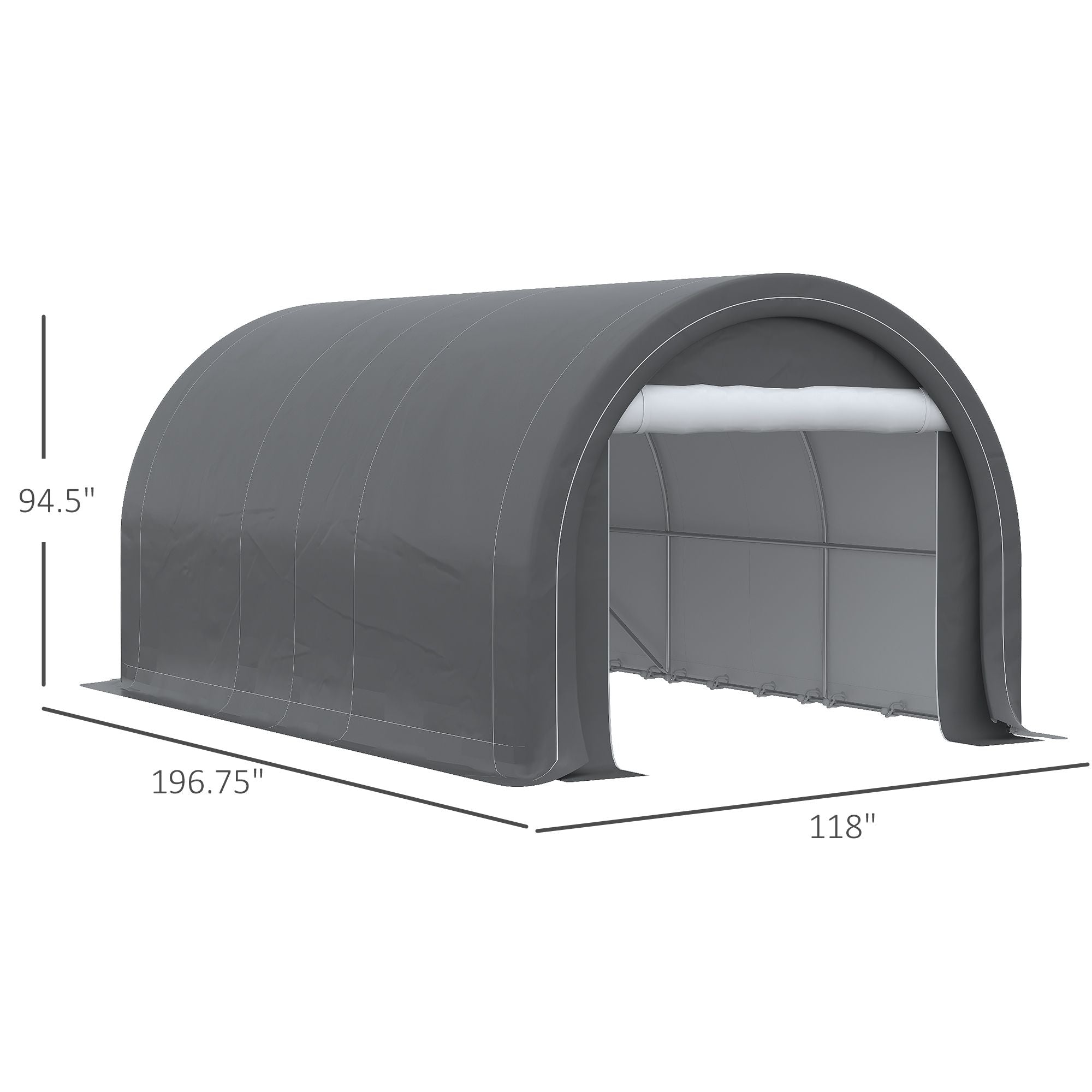 16' x 10' Carport, Heavy Duty Portable Garage / Storage Tent with Large Zippered Door, Anti-UV PE Canopy Cover for Car, Truck, Boat