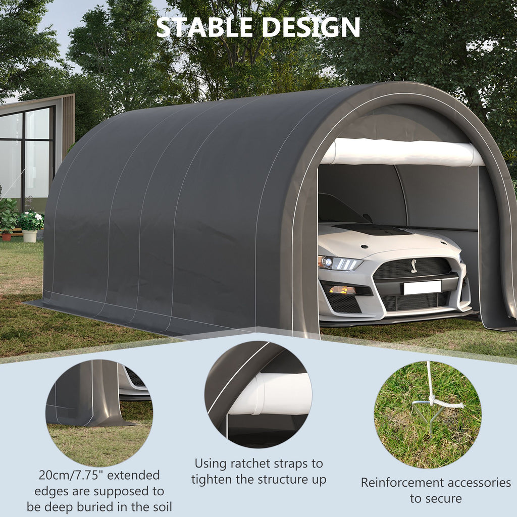 16' x 10' Carport, Heavy Duty Portable Garage / Storage Tent with Large Zippered Door, Anti-UV PE Canopy Cover for Car, Truck, Boat