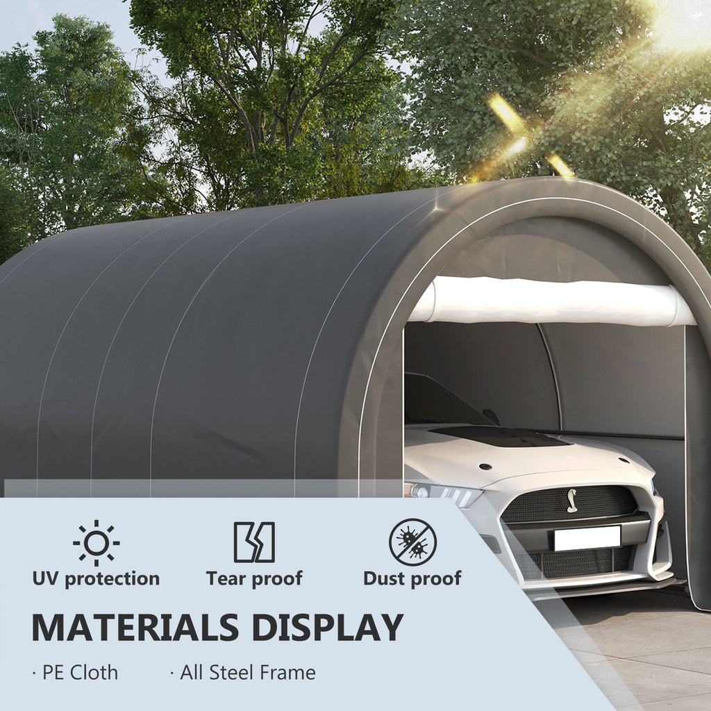 16' x 10' Carport, Heavy Duty Portable Garage / Storage Tent with Large Zippered Door, Anti-UV PE Canopy Cover for Car, Truck, Boat