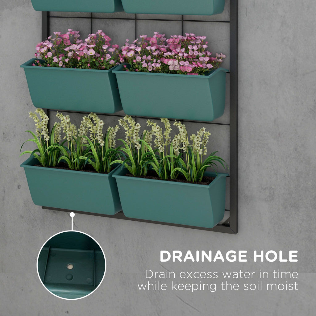 3-Tier Wall Planter Green with 6 Pots Hanging Planter Holder with Drainage for Flowers Vegetables