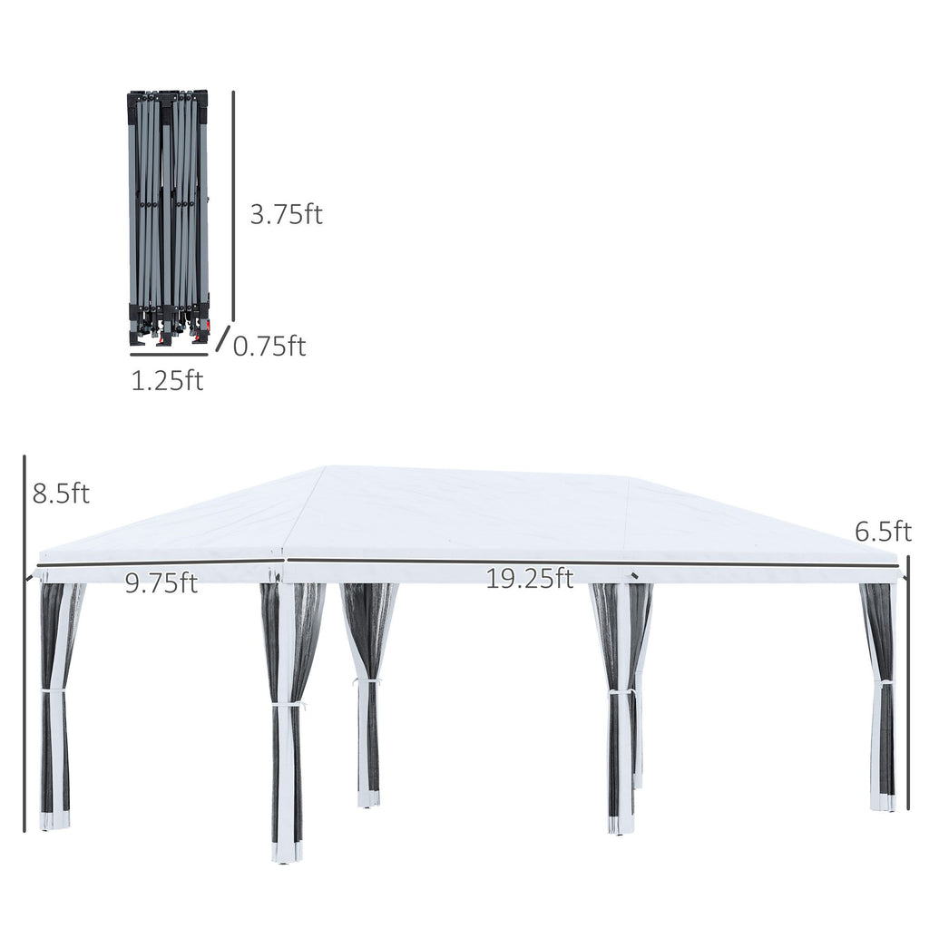 Outdoor 10x20 Event Tent , Pop-Up Canopy with Sidewalls, Instant Sun Shelter, 6 Mesh Walls for Party, Events, Backyard, wedding