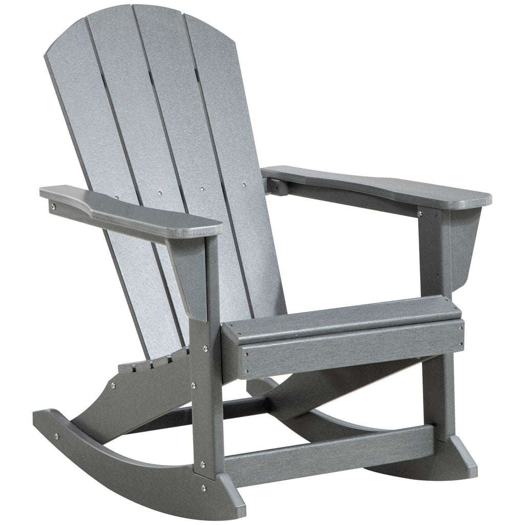 Adirondack Rocking Chair, All-Weather HDPE Porch Rocker, Rocking Fire Pit Chair for Patio, Garden, Lawn, Light Gray