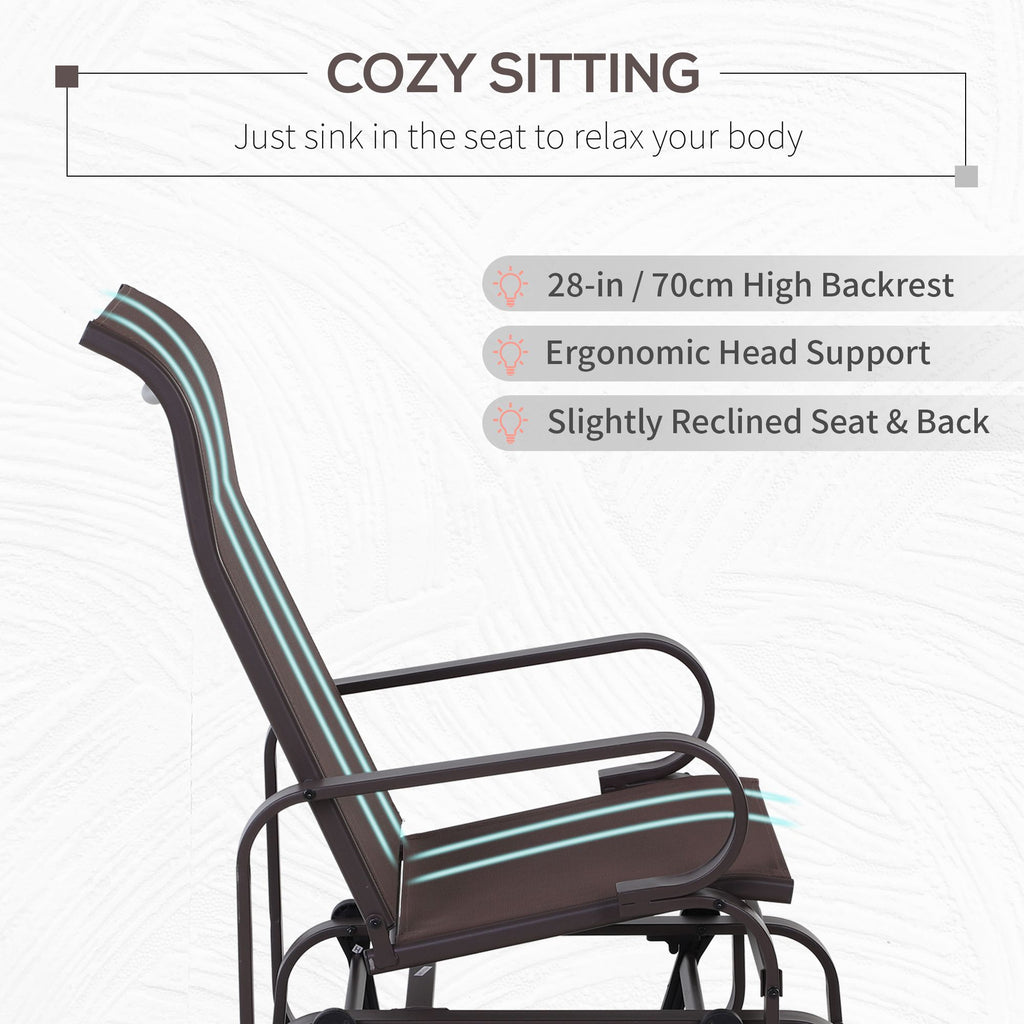 Gliding Lounger Chair, Outdoor Swinging Chair with Smooth Rocking Arms and Lightweight Construction for Patio Backyard, Brown