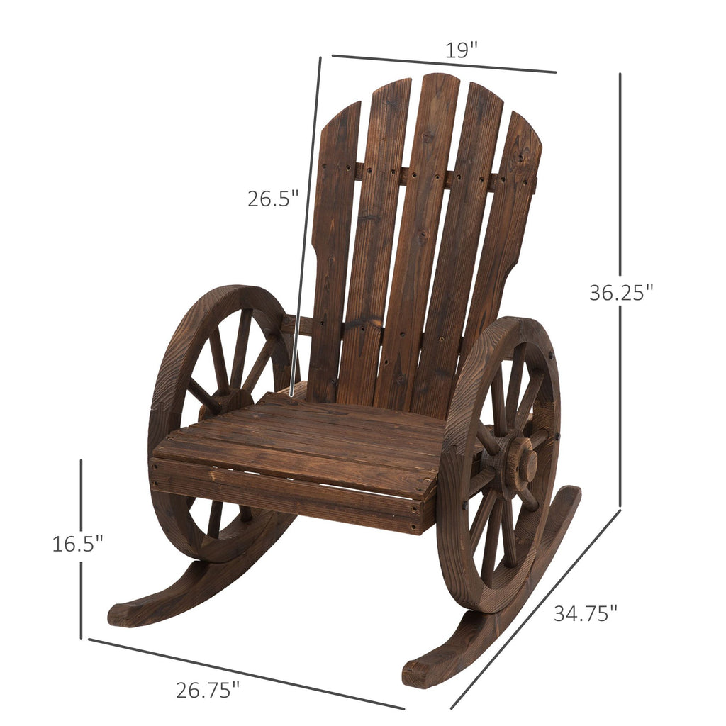 Adirondack Rocking Chair, Outdoor Rocker All-Weather Patio Seat with Slatted Design & Oversize Back for Porch, Poolside & Garden, Brown