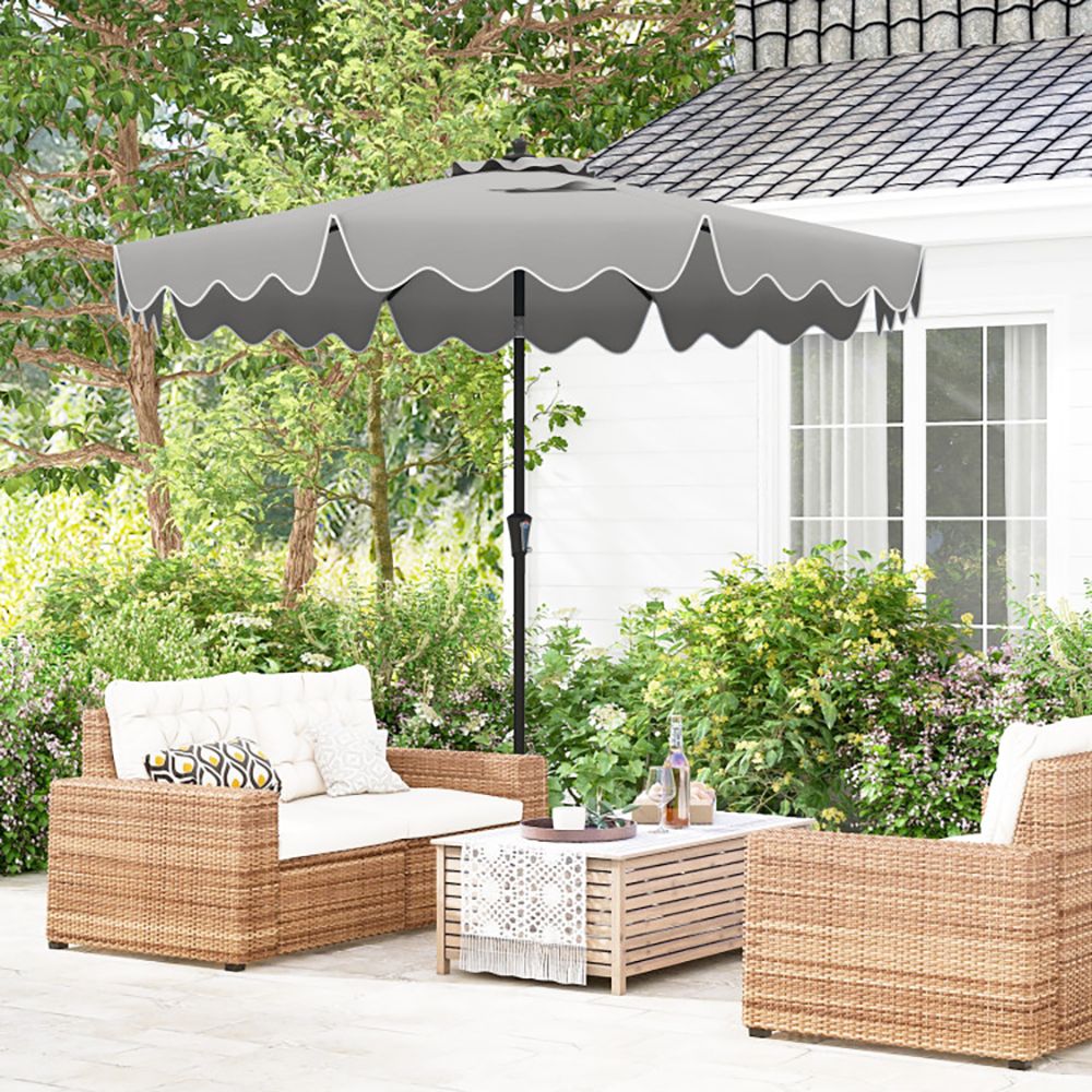 9 Feet Patio Umbrella with Crank Handle and Push Button Tilt