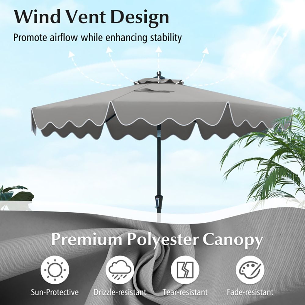 9 Feet Patio Umbrella with Crank Handle and Push Button Tilt