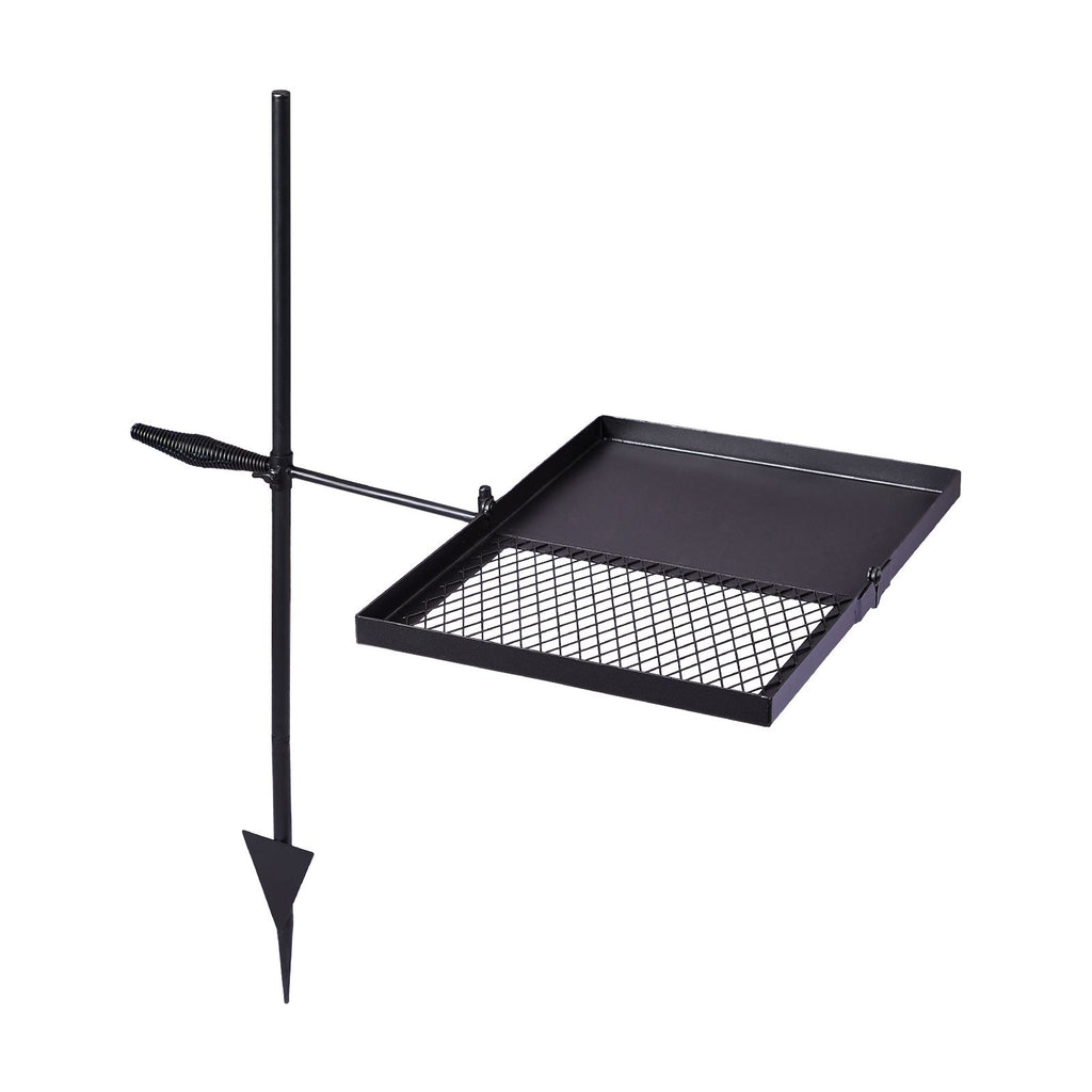 Folding Swivel Campfire Grill, Portable Cooking Grate over Fire Pit, Lightweight Grate & Camp Fire Rack with Carrying Bag for Outdoor Camping BBQ, Black