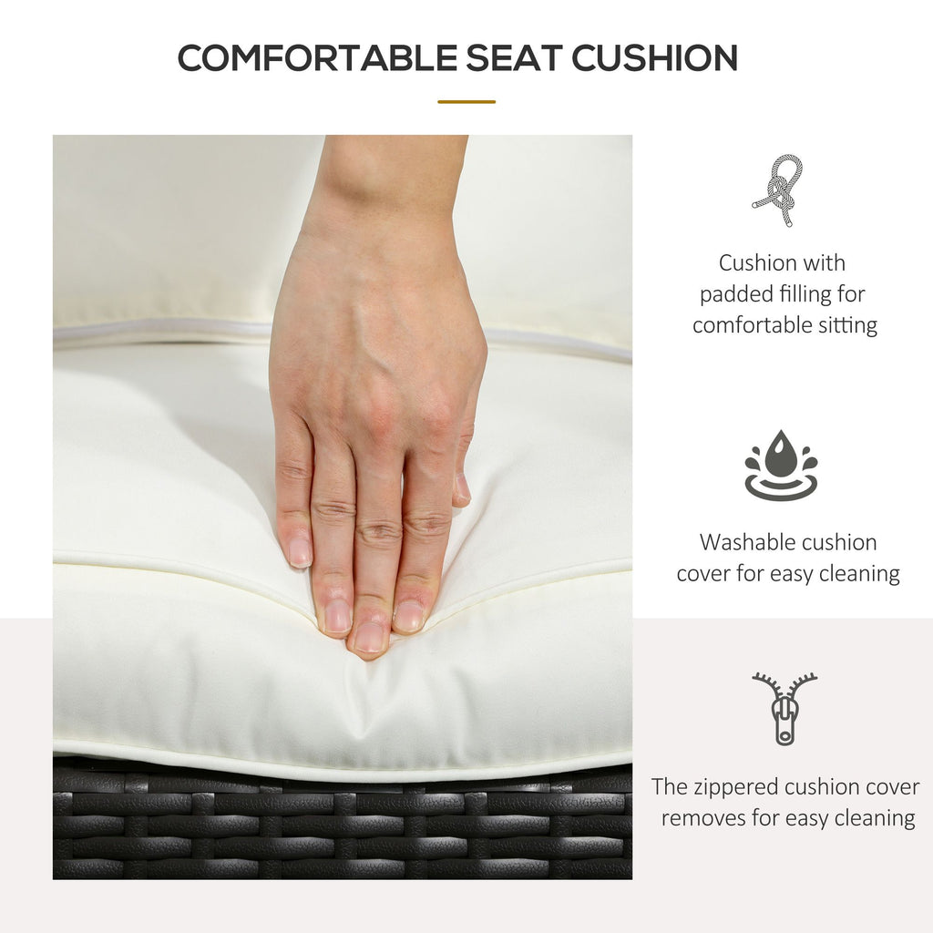 Wicker Adirondack Chair, Outdoor All-Weather Rattan Fire Pit Chair w/ Soft Cushions, Tall Curved Backrest, Cream White