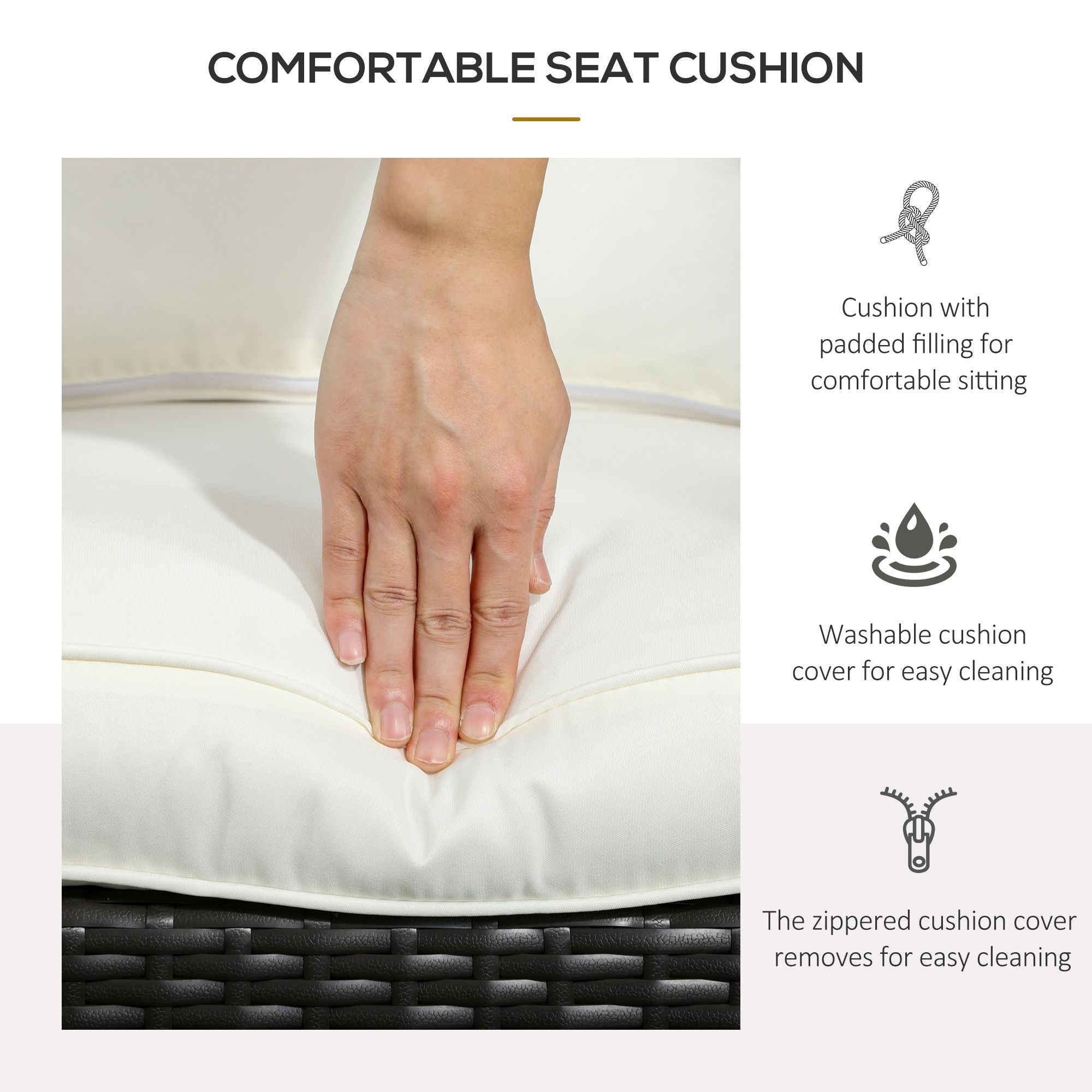 Wicker Adirondack Chair, Outdoor All-Weather Rattan Fire Pit Chair w/ Soft Cushions, Tall Curved Backrest, Cream White