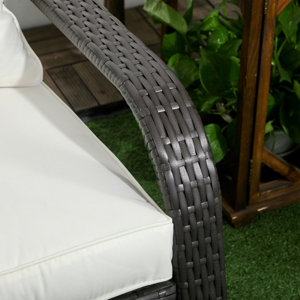 Wicker Adirondack Chair, Outdoor All-Weather Rattan Fire Pit Chair w/ Soft Cushions, Tall Curved Backrest, Cream White