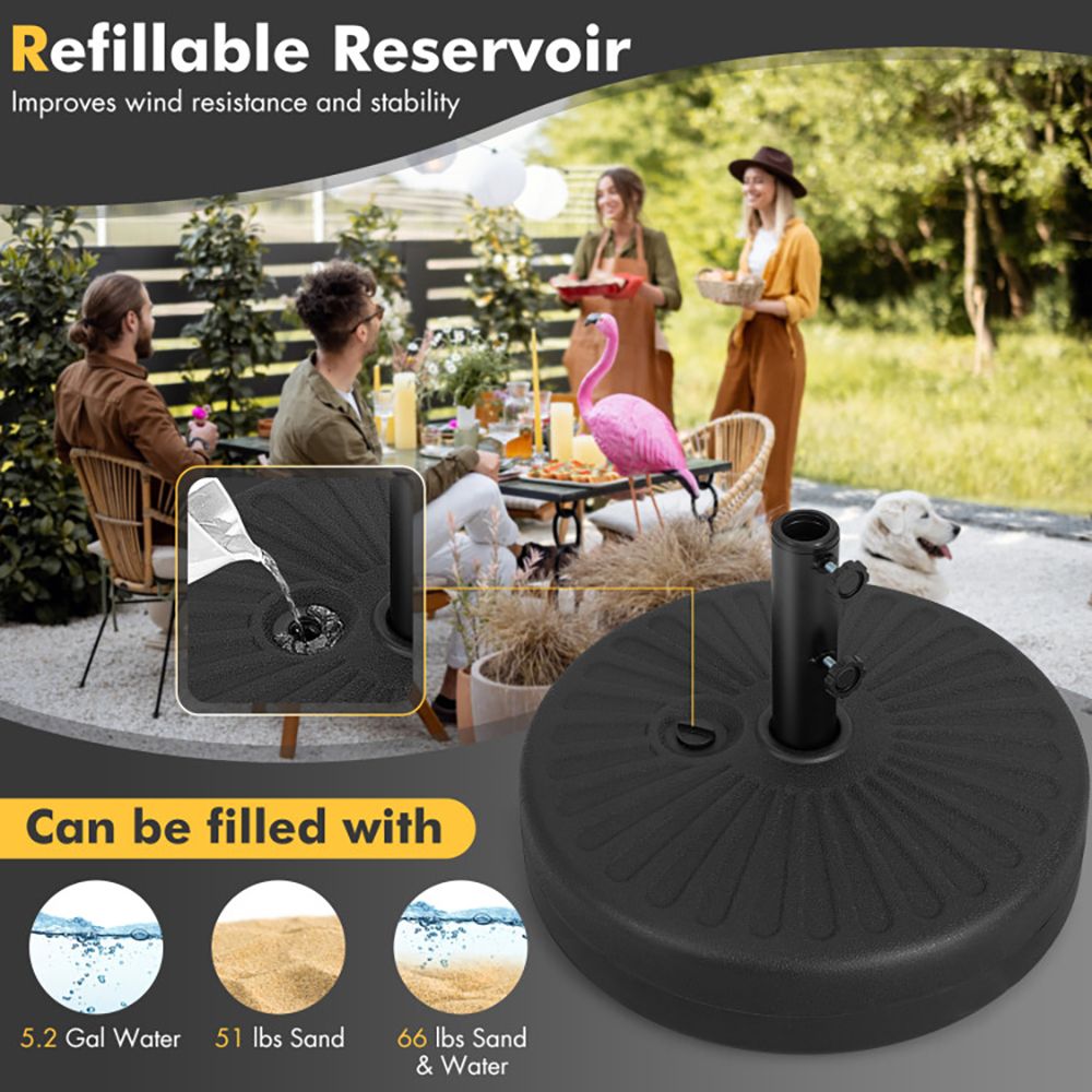 19.5 Inch Fillable Round Umbrella Base Stand for Yard Garden Poolside