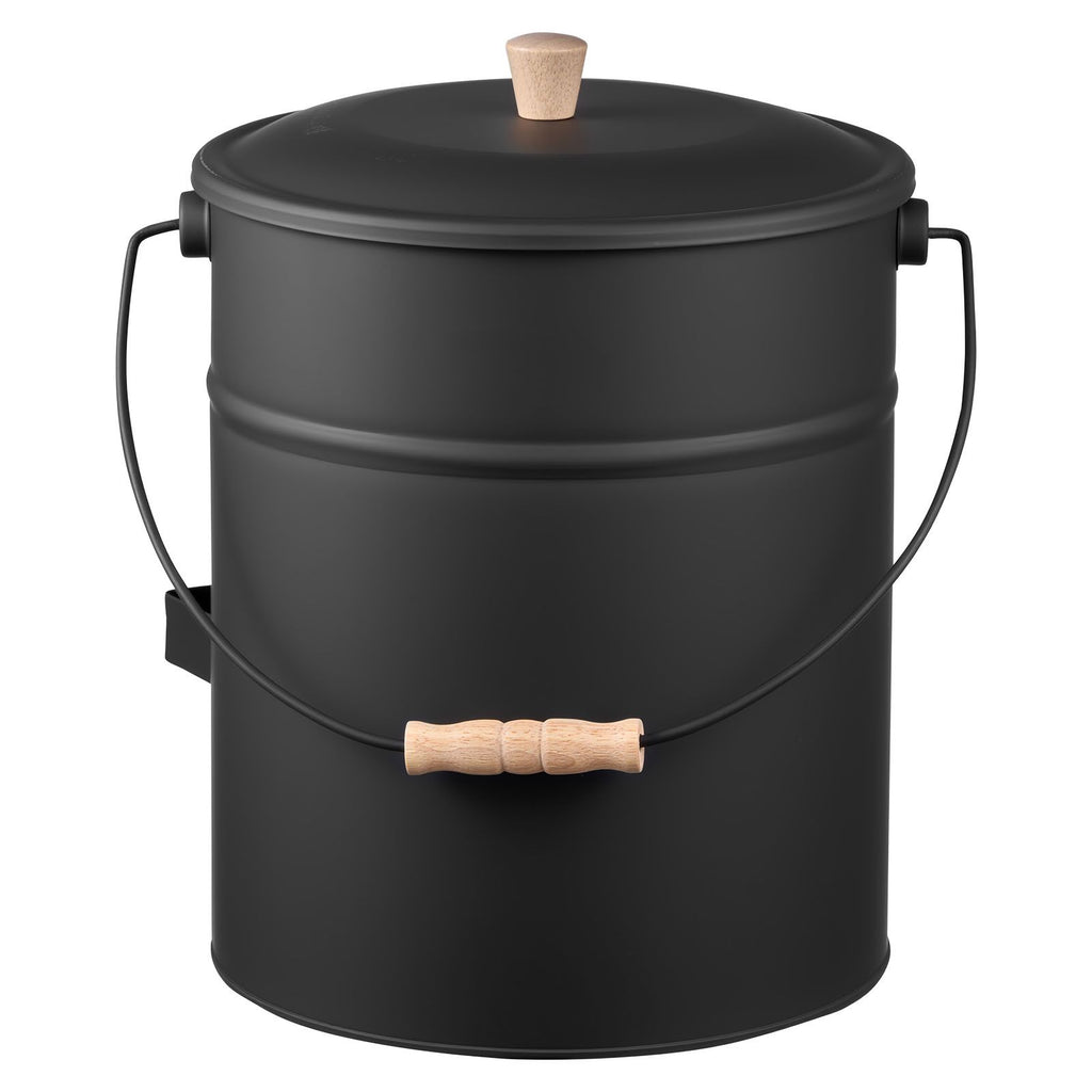 Ash Bucket, 4 PCS with Lid, Shovel, Broom and Gloves, Metal Fireplace Charcoal Bucket and Ash Can, 4 GAL Large Capacity for Fireplace, Fire Pits, Wood Burning Stoves, Indoor and Outdoor