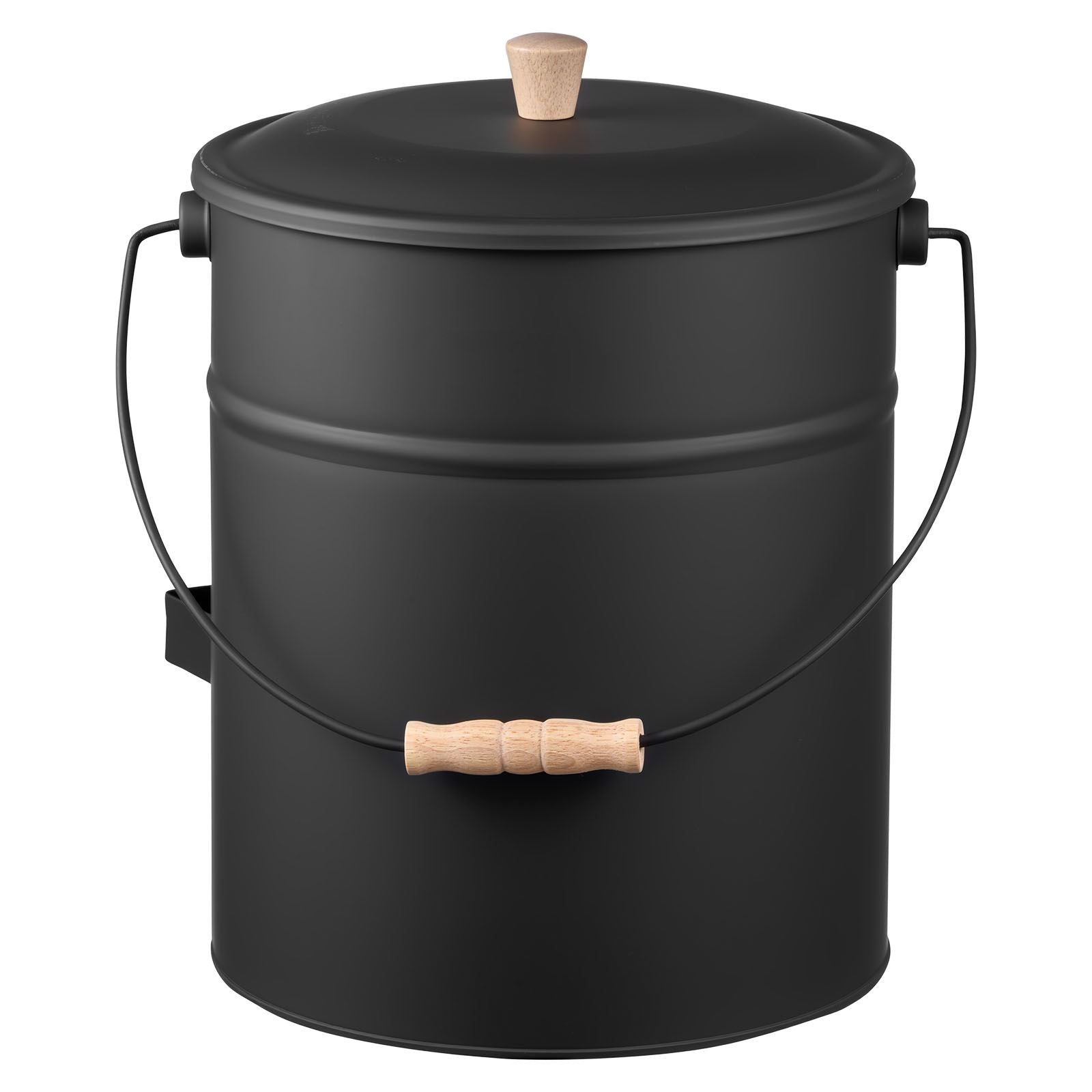 Ash Bucket, 4 PCS with Lid, Shovel, Broom and Gloves, Metal Fireplace Charcoal Bucket and Ash Can, 4 GAL Large Capacity for Fireplace, Fire Pits, Wood Burning Stoves, Indoor and Outdoor