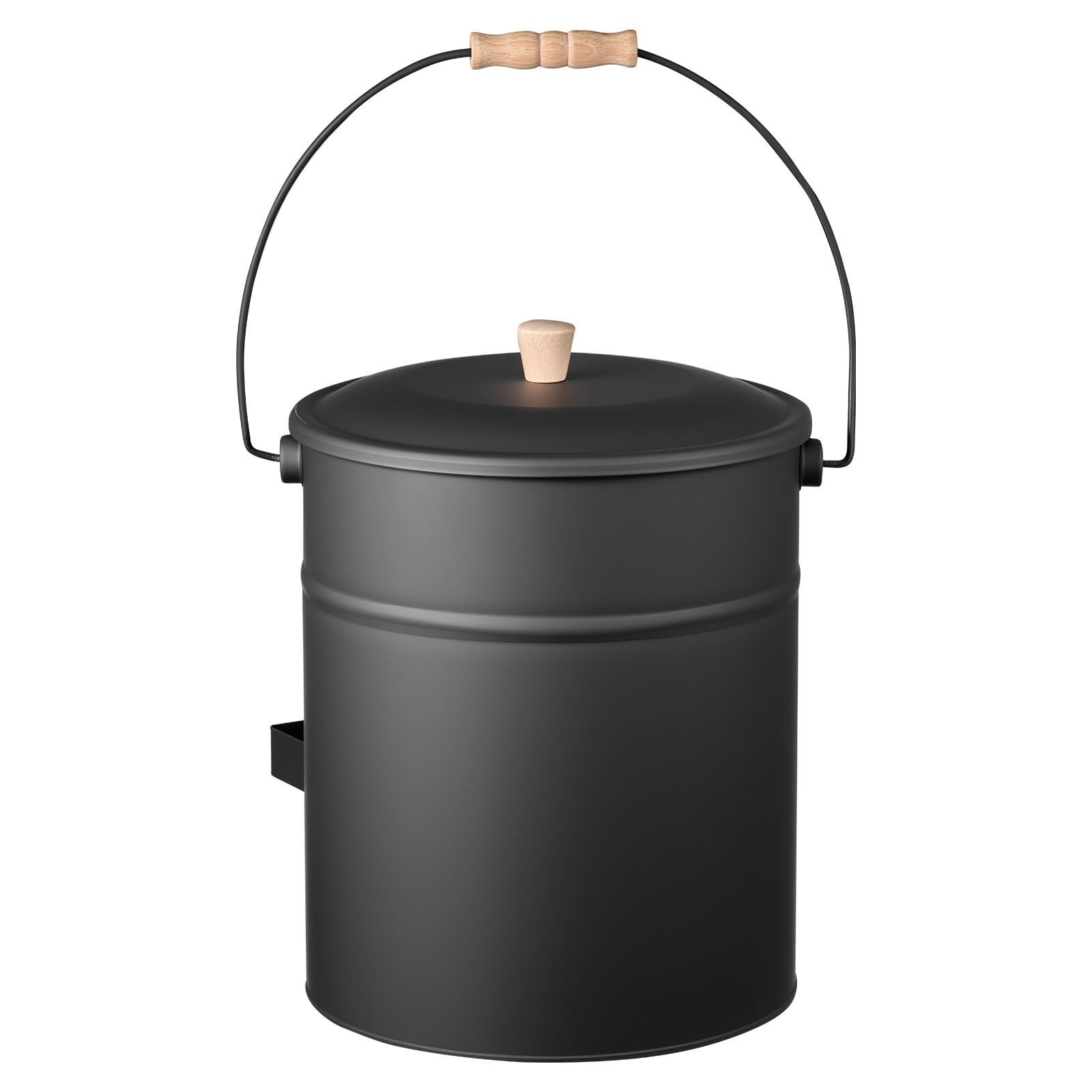 Ash Bucket, 4 PCS with Lid, Shovel, Broom and Gloves, Metal Fireplace Charcoal Bucket and Ash Can, 4 GAL Large Capacity for Fireplace, Fire Pits, Wood Burning Stoves, Indoor and Outdoor