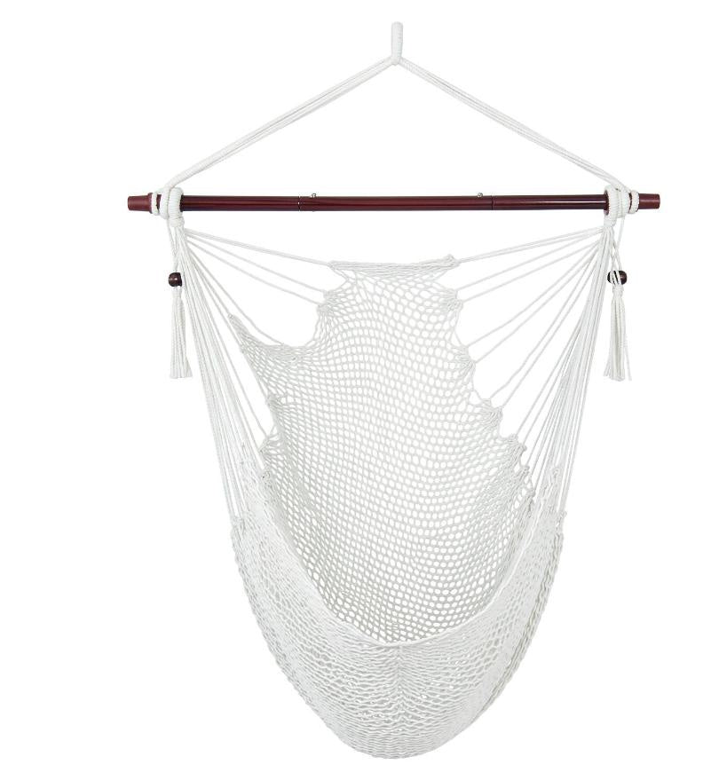 Caribbean Style Hammock Chair Woven Rope Swing with Metal Spreader Bar for Outdoor Indoor Home Garden Porch Swinging Chair-Excluding seat cushion